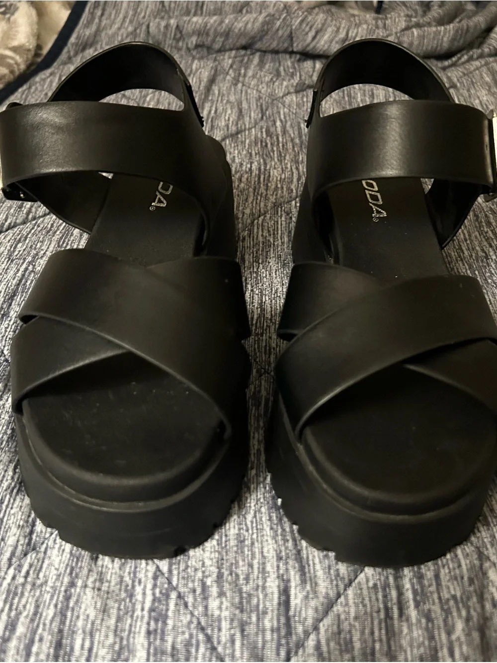 Soda Black Platform Sandals
